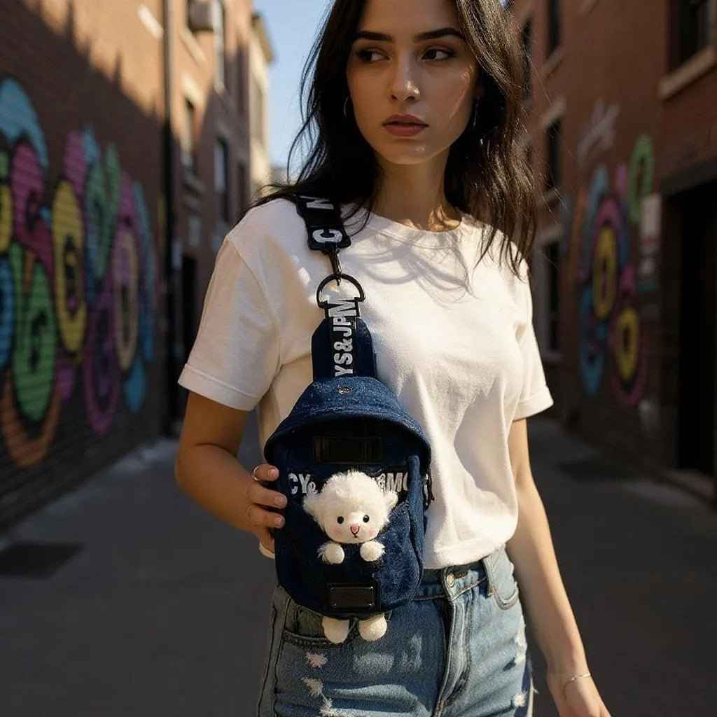 Kawaii Denim Mini Crossbody Sling Bag