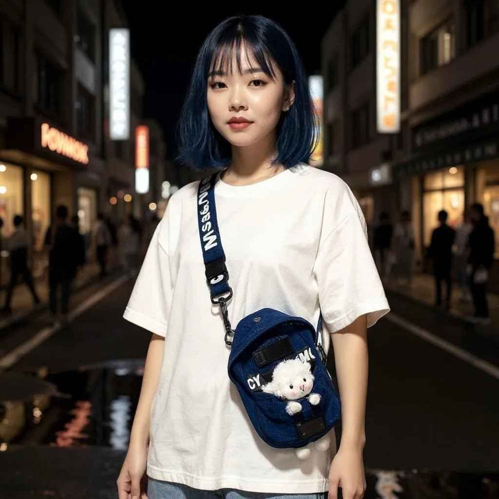 Kawaii Denim Mini Crossbody Sling Bag