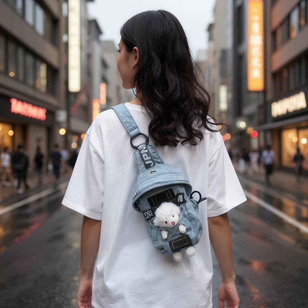 Kawaii Denim Mini Crossbody Sling Bag