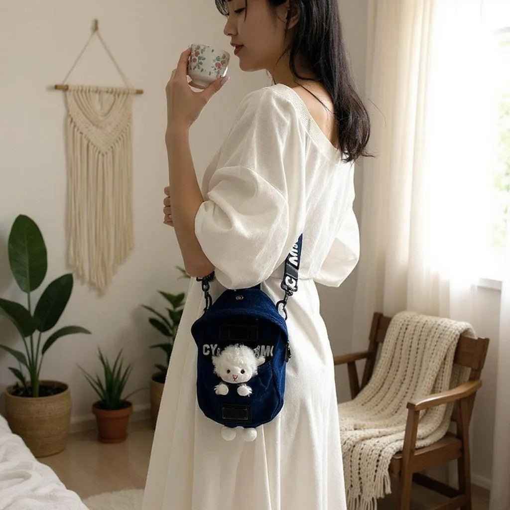 Kawaii Denim Mini Crossbody Sling Bag