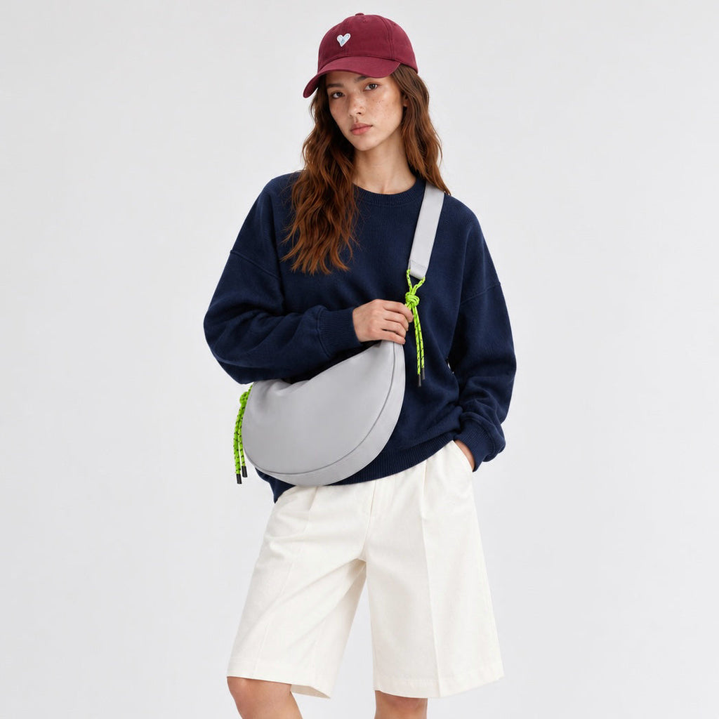 Casually Knotted Nylon Crescent Sling Bag