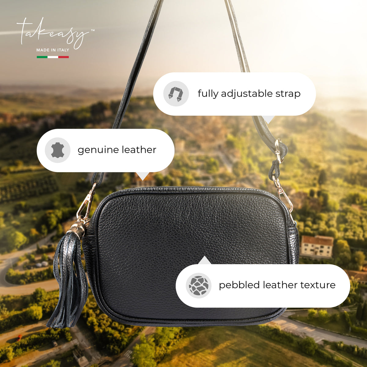 Parma Italian Full-Grain Leather Crossbody Bag
