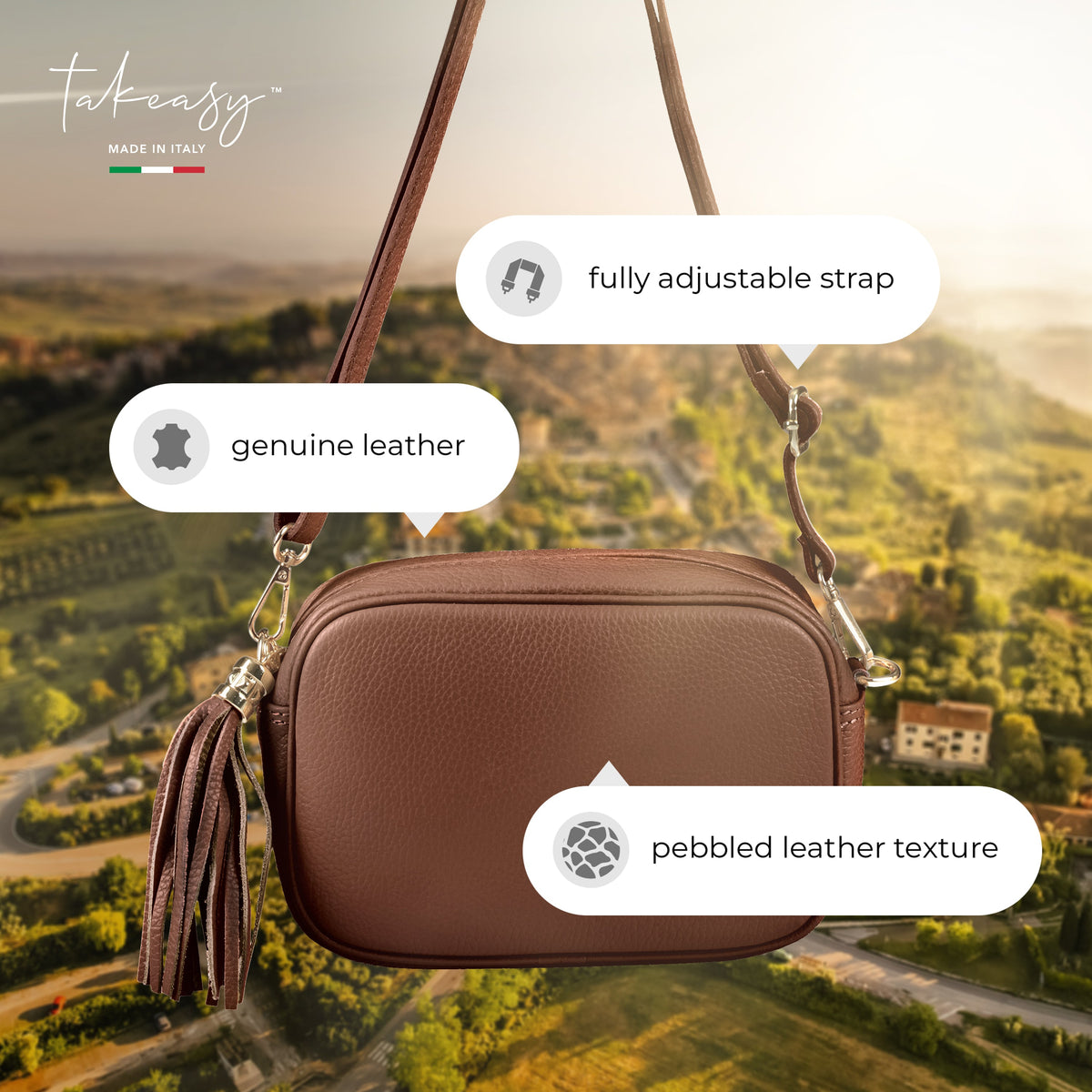 Parma Italian Full-Grain Leather Crossbody Bag