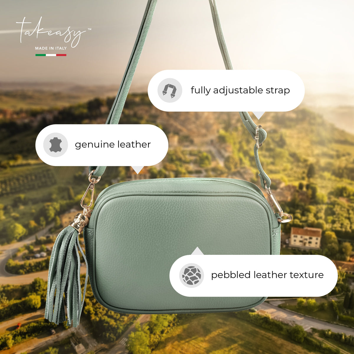 Parma Italian Full-Grain Leather Crossbody Bag