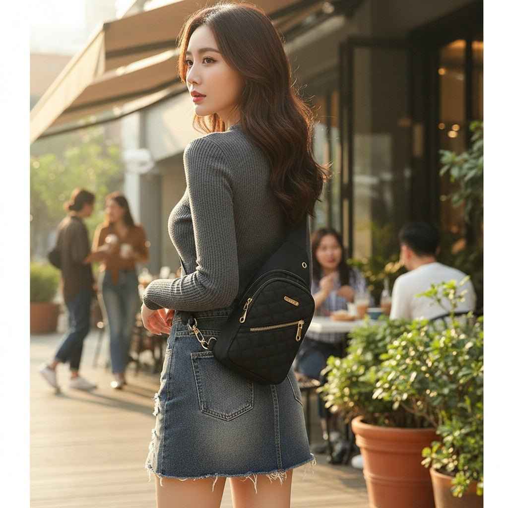 Everyday Water-Resistant Nylon Sling Bag